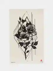 Багровый татушки, временная тату Цветы/Ловец снов 21*14 см/Переводная тату, цветные, черно-белые