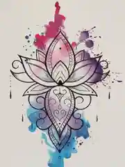 Бежевый меланж татушки, временная тату Цветы/Ловец снов 21*14 см/Переводная тату, цветные, черно-белые