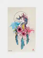 Горчичный татушки, временная тату Цветы/Ловец снов 21*14 см/Переводная тату, цветные, черно-белые