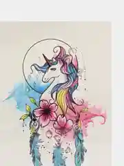 Горчичный татушки, временная тату Цветы/Ловец снов 21*14 см/Переводная тату, цветные, черно-белые