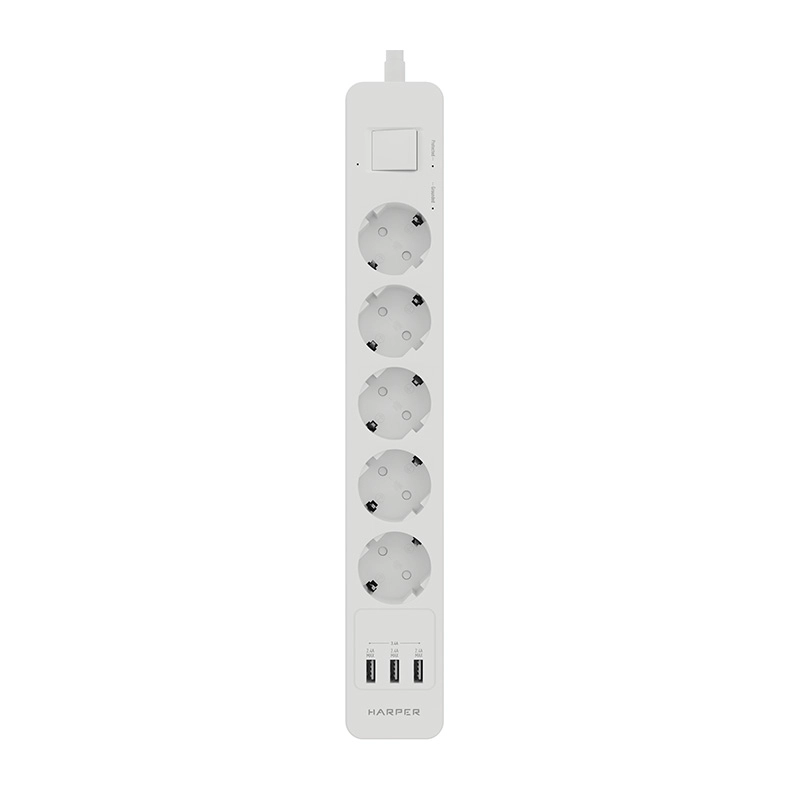 Сетевой фильтр Harper UCH-560, 3 метра, 5 розеток, 3 USB, 4000 Вт