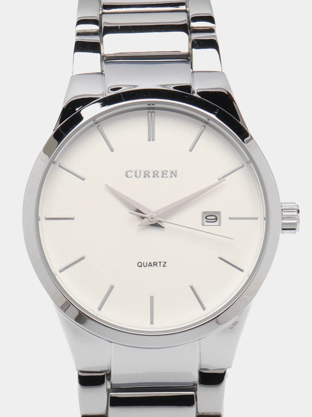 Серебряный мужские наручные часы Curren 8106м  календарём в подарочной упаковке