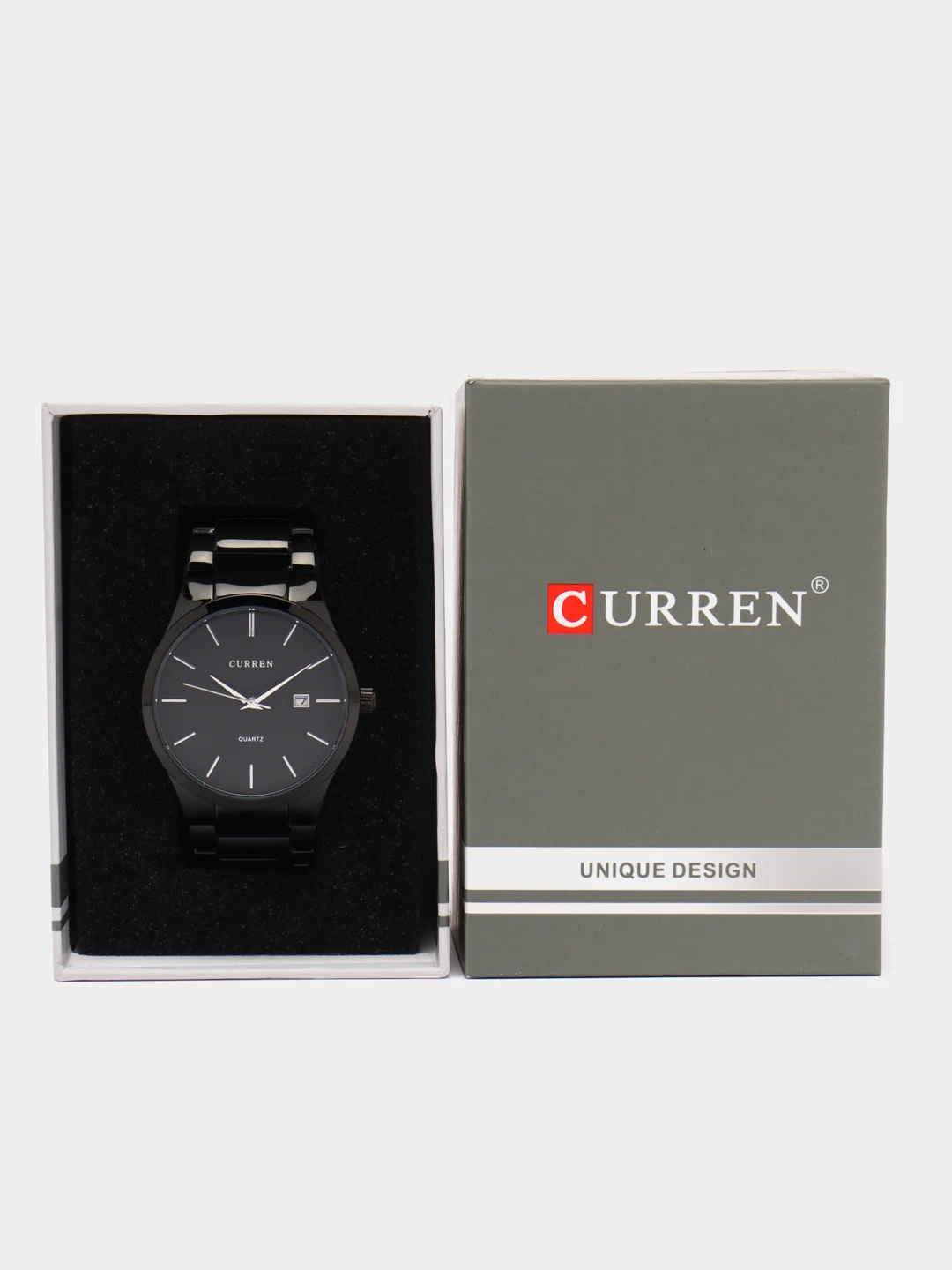 Черный мужские наручные часы Curren 8106м  календарём в подарочной упаковке