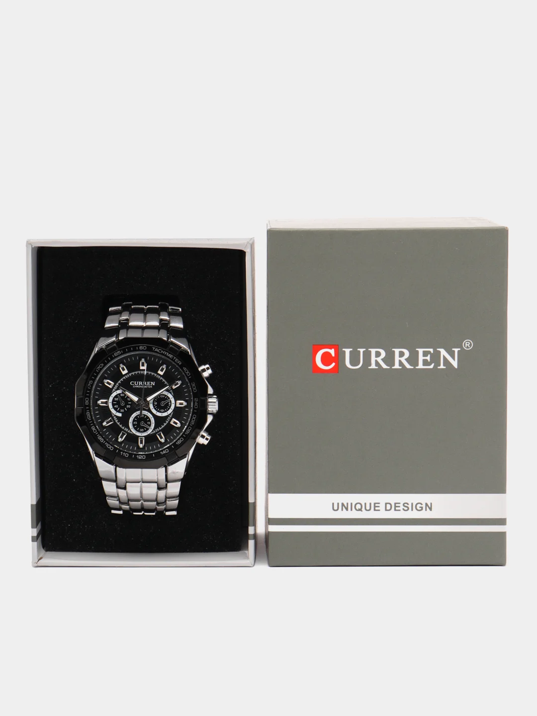Черный мужские наручные часы Curren 8084 в подарочной упаковке