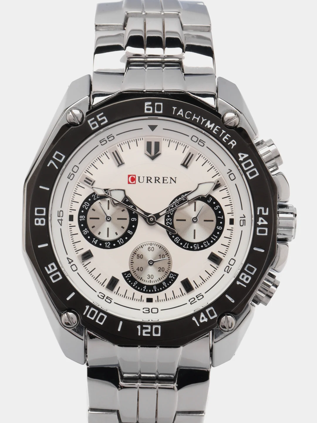 Серебряный мужские наручные часы Curren 8077 в подарочной упаковке