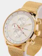 Золотой мужские наручные часы Curren 8227 с хронографом в подарочной упаковке