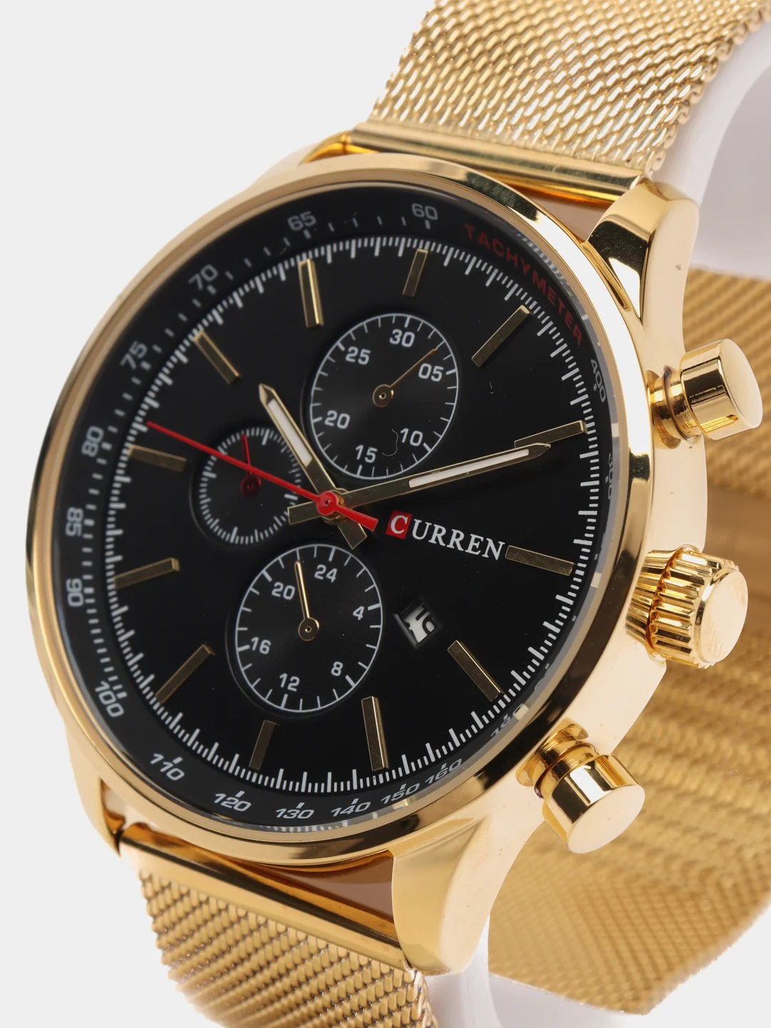 Горчичный мужские наручные часы Curren 8227 с хронографом в подарочной упаковке