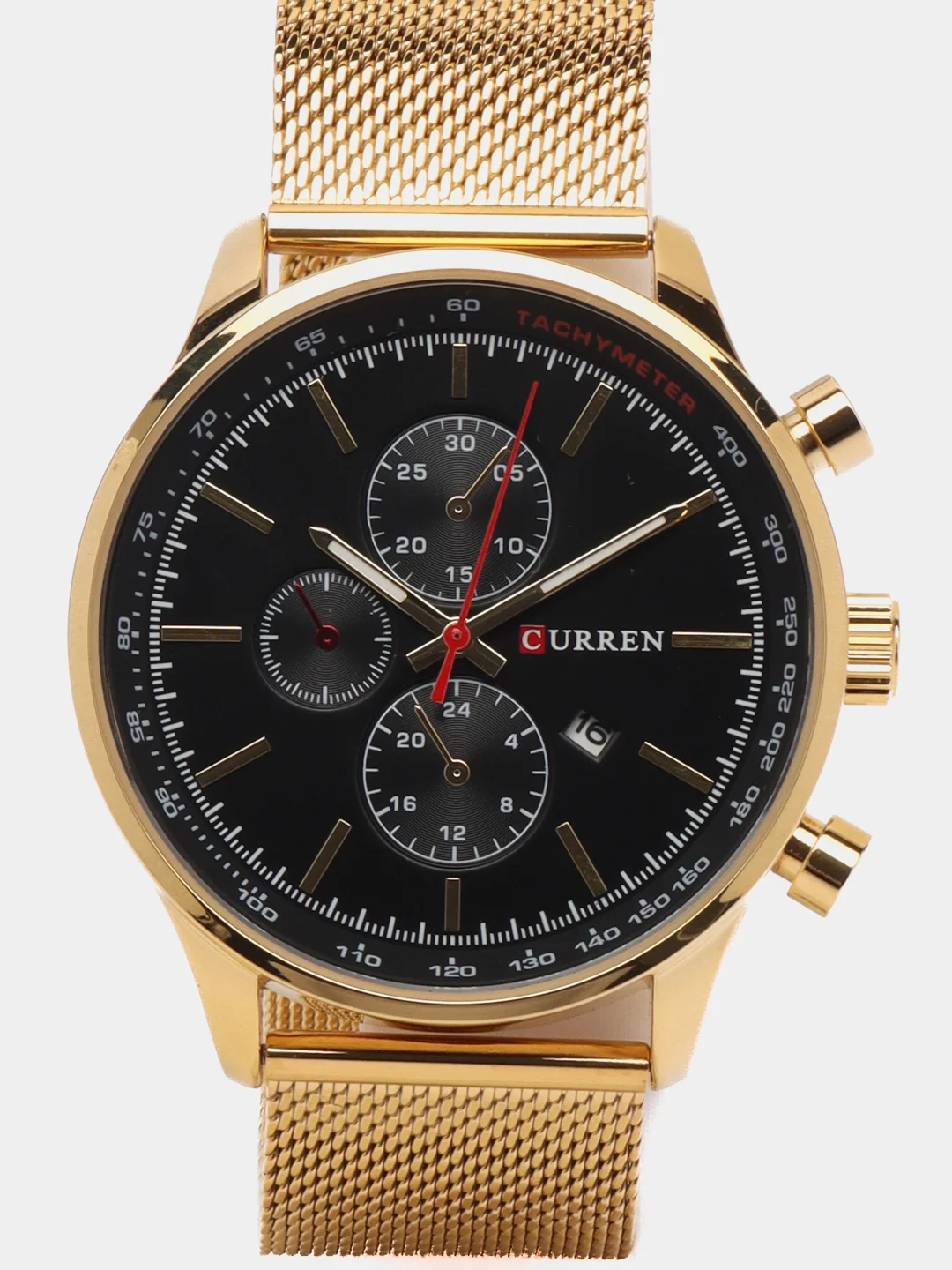 Горчичный мужские наручные часы Curren 8227 с хронографом в подарочной упаковке