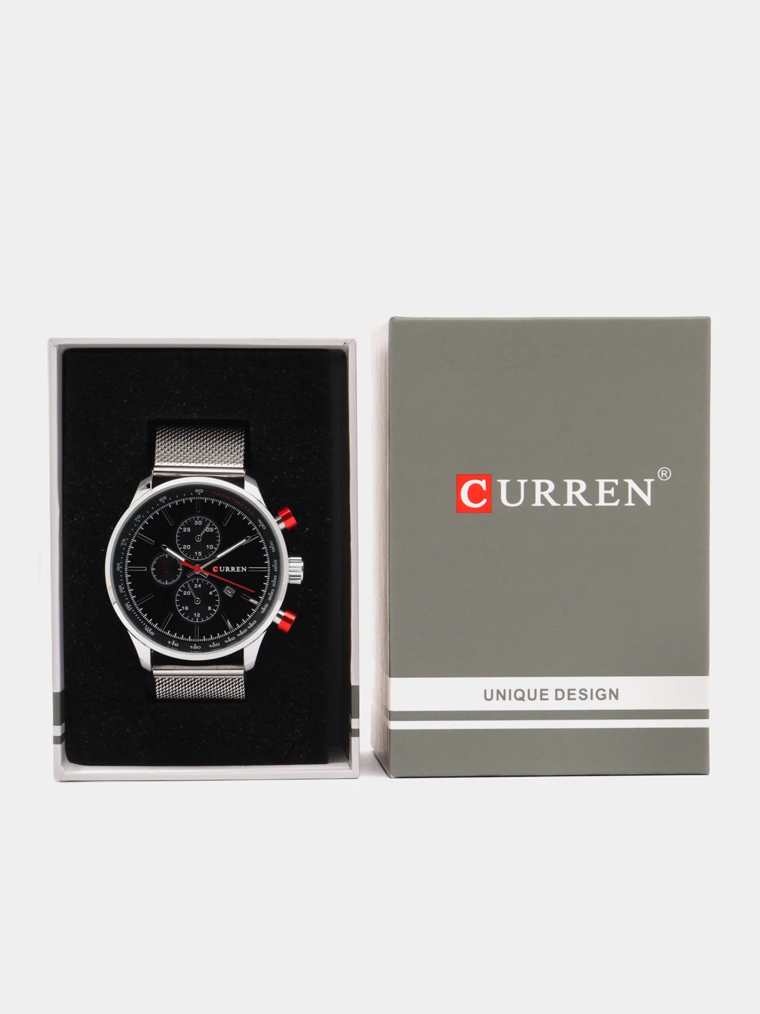 Угольный мужские наручные часы Curren 8227 с хронографом в подарочной упаковке