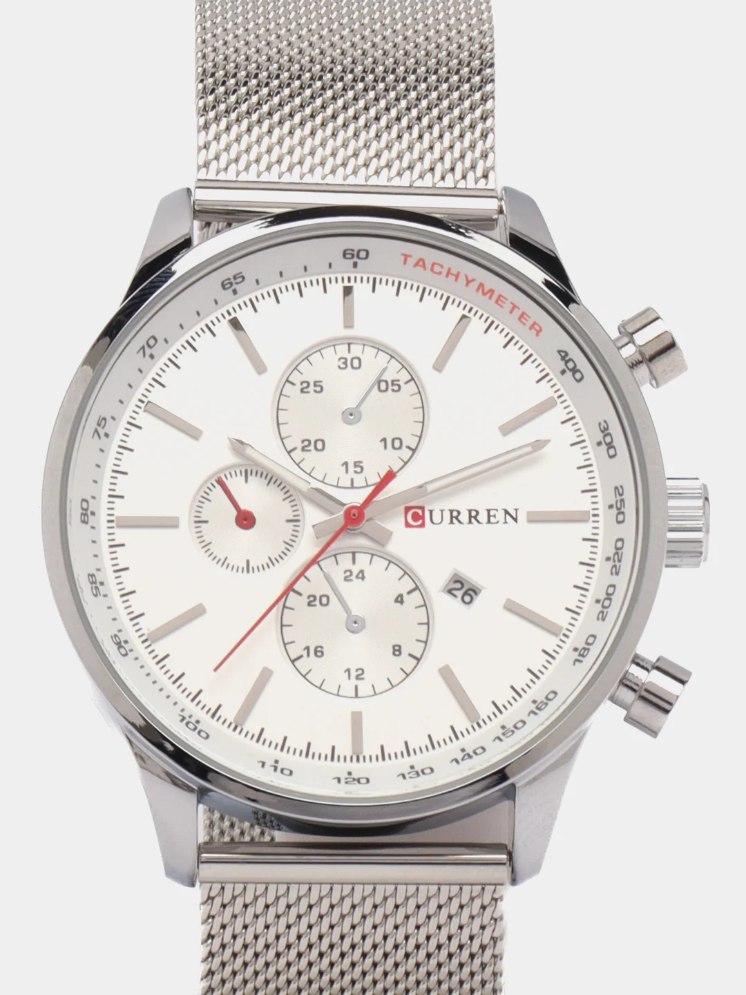 Серебряный мужские наручные часы Curren 8227 с хронографом в подарочной упаковке