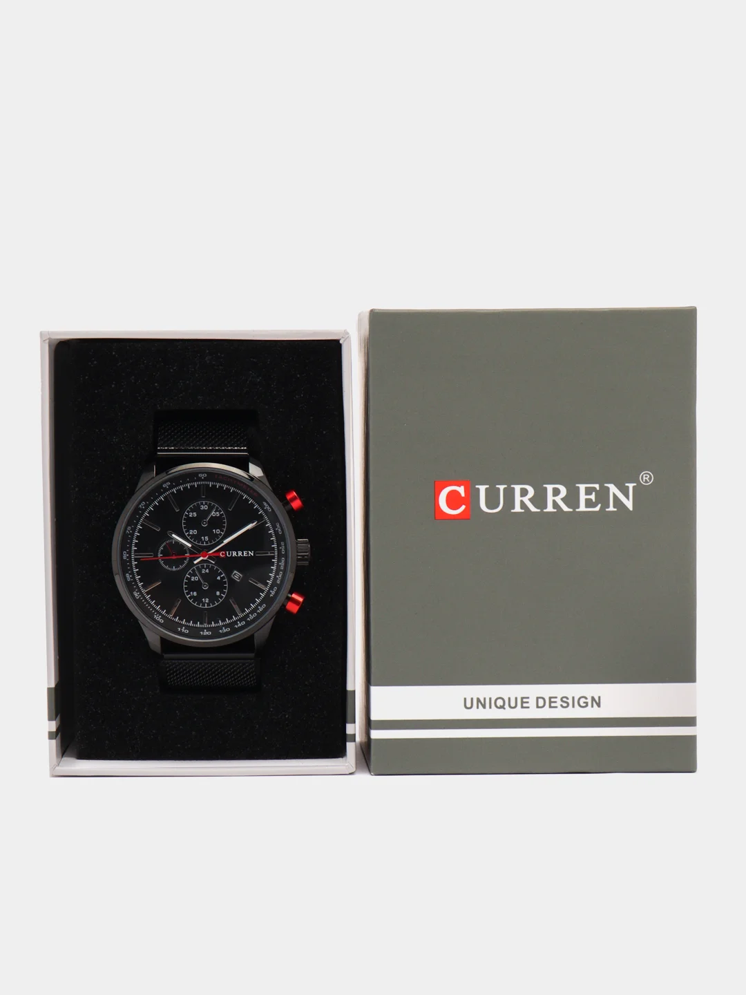Черный мужские наручные часы Curren 8227 с хронографом в подарочной упаковке