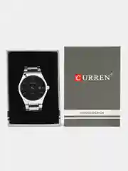 Серый металлик мужские наручные часы Curren 8106м  календарём в подарочной упаковке
