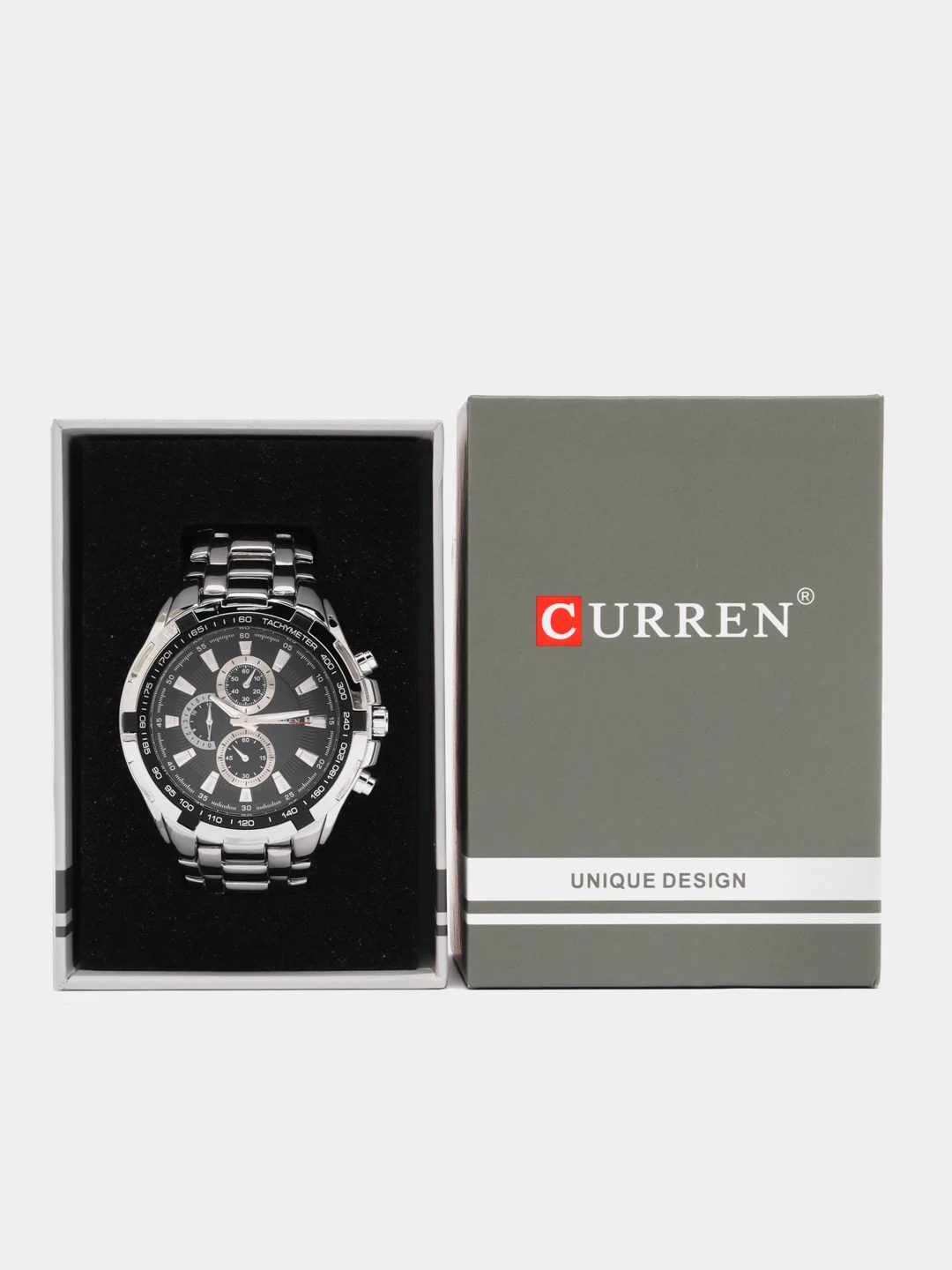 Серебряный мужские наручные часы Curren 8023 в подарочной упаковке