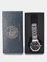 Серебряный мужские наручные часы Lige 9825 с хронографом, подарочной упаковке