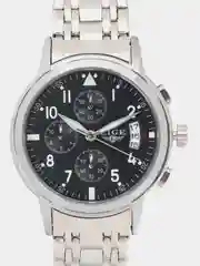 Серебряный мужские наручные часы Lige 9825 с хронографом, подарочной упаковке