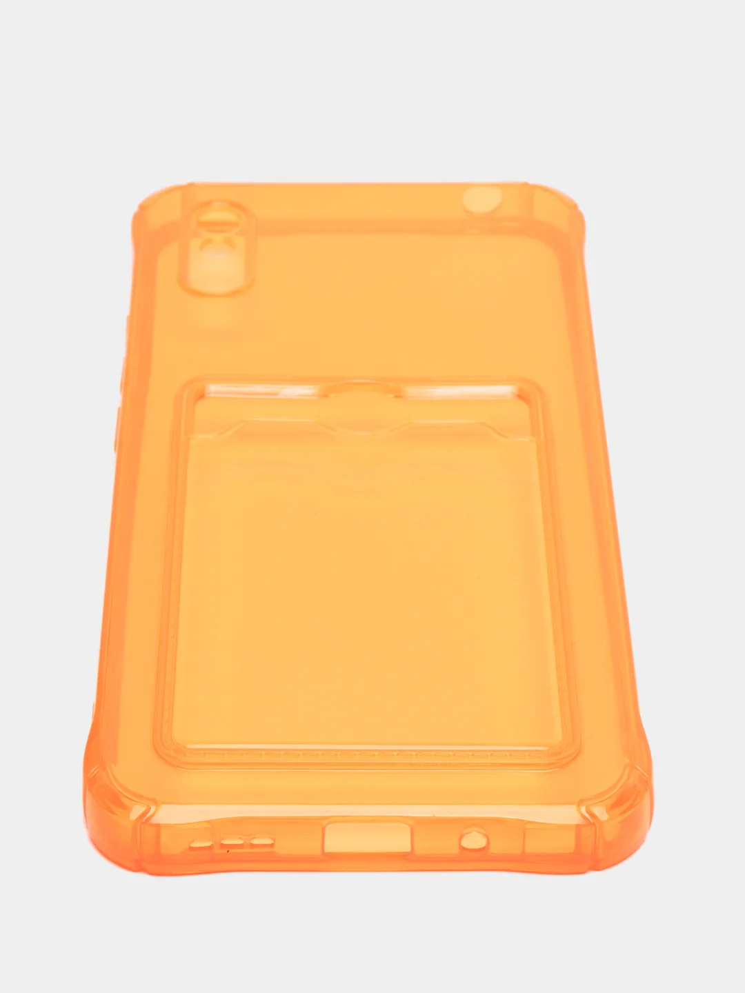 Оранжевый силиконовый чехол для Xiaomi Redmi 9A (Сяоми Редми 9А), с карманом для карт, прозрачный