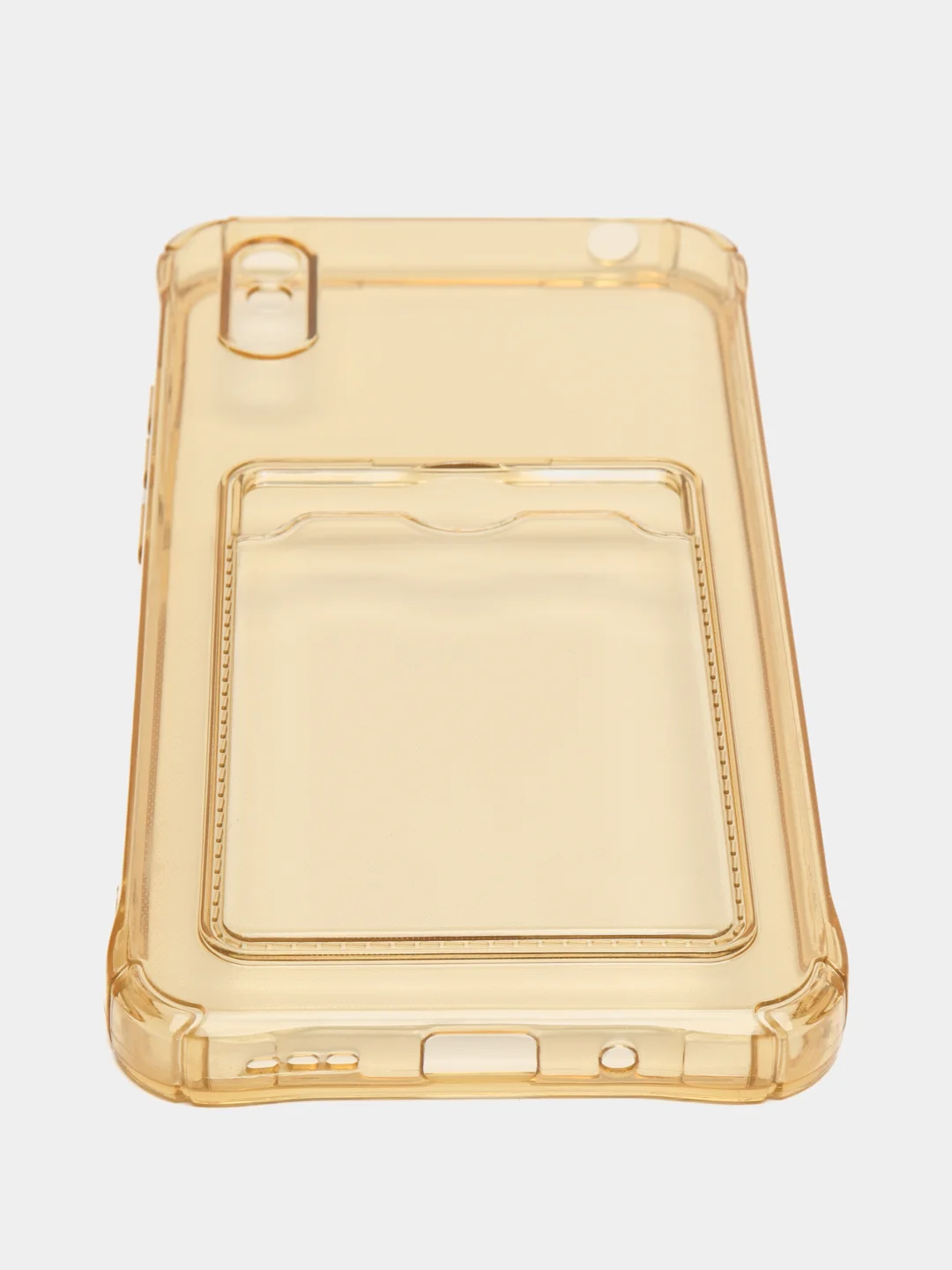 Золотой силиконовый чехол для Xiaomi Redmi 9A (Сяоми Редми 9А), с карманом для карт, прозрачный