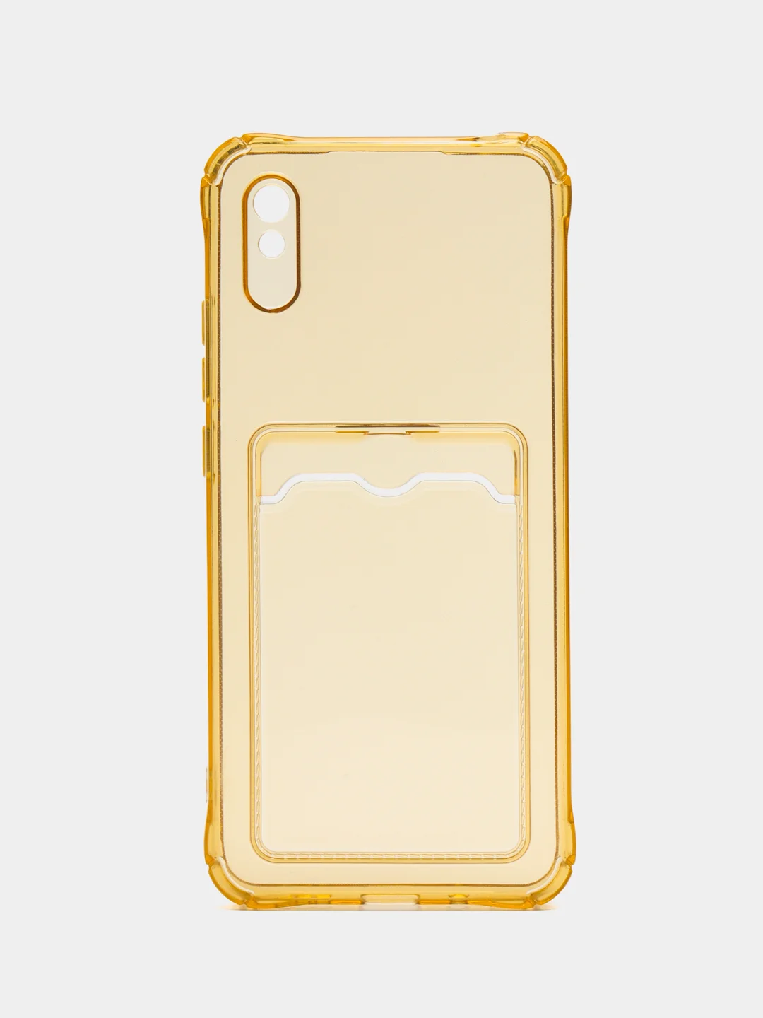 Золотой силиконовый чехол для Xiaomi Redmi 9A (Сяоми Редми 9А), с карманом для карт, прозрачный
