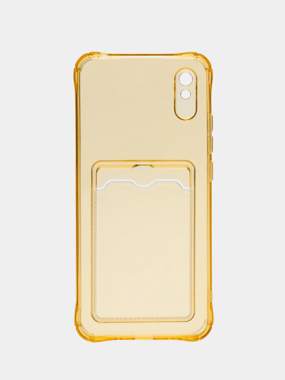 Золотой силиконовый чехол для Xiaomi Redmi 9A (Сяоми Редми 9А), с карманом для карт, прозрачный