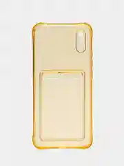 Золотой силиконовый чехол для Xiaomi Redmi 9A (Сяоми Редми 9А), с карманом для карт, прозрачный