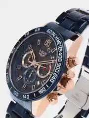 Синий мужские наручные часы Lige 8944 c хронографом, в подарочной упаковке
