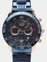 Синий мужские наручные часы Lige 8944 c хронографом, в подарочной упаковке
