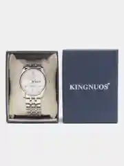 Серый мужские наручные часы KINGNUOS K-1858 с календарем, в подарочной упаковке