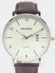 Серый металлик мужские наручные часы Dedima D-185, с календарём, в подарочной упаковке