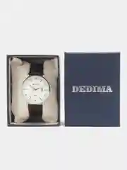 Серый металлик мужские наручные часы Dedima D-185, с календарём, в подарочной упаковке