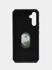 Зелёный хаки чехол для Samsung Galaxy A34, противоударный, с металлической подставкой-кольцом