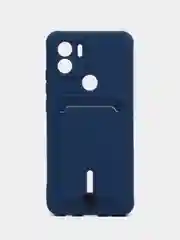 Синий чехол Xiaomi Redmi A1 Plus A2+ Poco C51 Редми А1 Плюс силиконовый, с карманом для карты