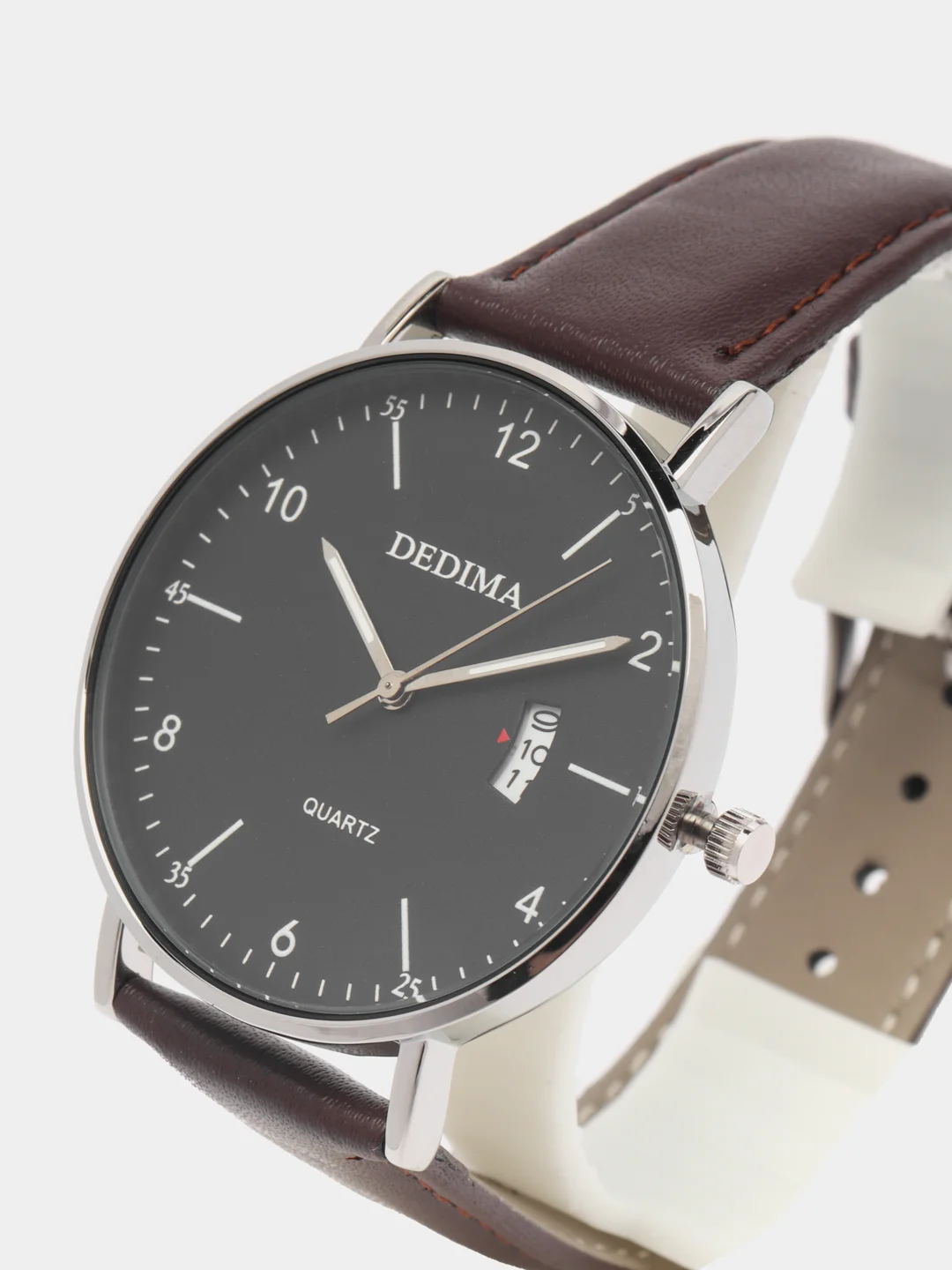 Серебряный мужские наручные часы Dedima D-185, с календарём, в подарочной упаковке