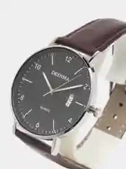 Серебряный мужские наручные часы Dedima D-185, с календарём, в подарочной упаковке