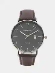 Серебряный мужские наручные часы Dedima D-185, с календарём, в подарочной упаковке