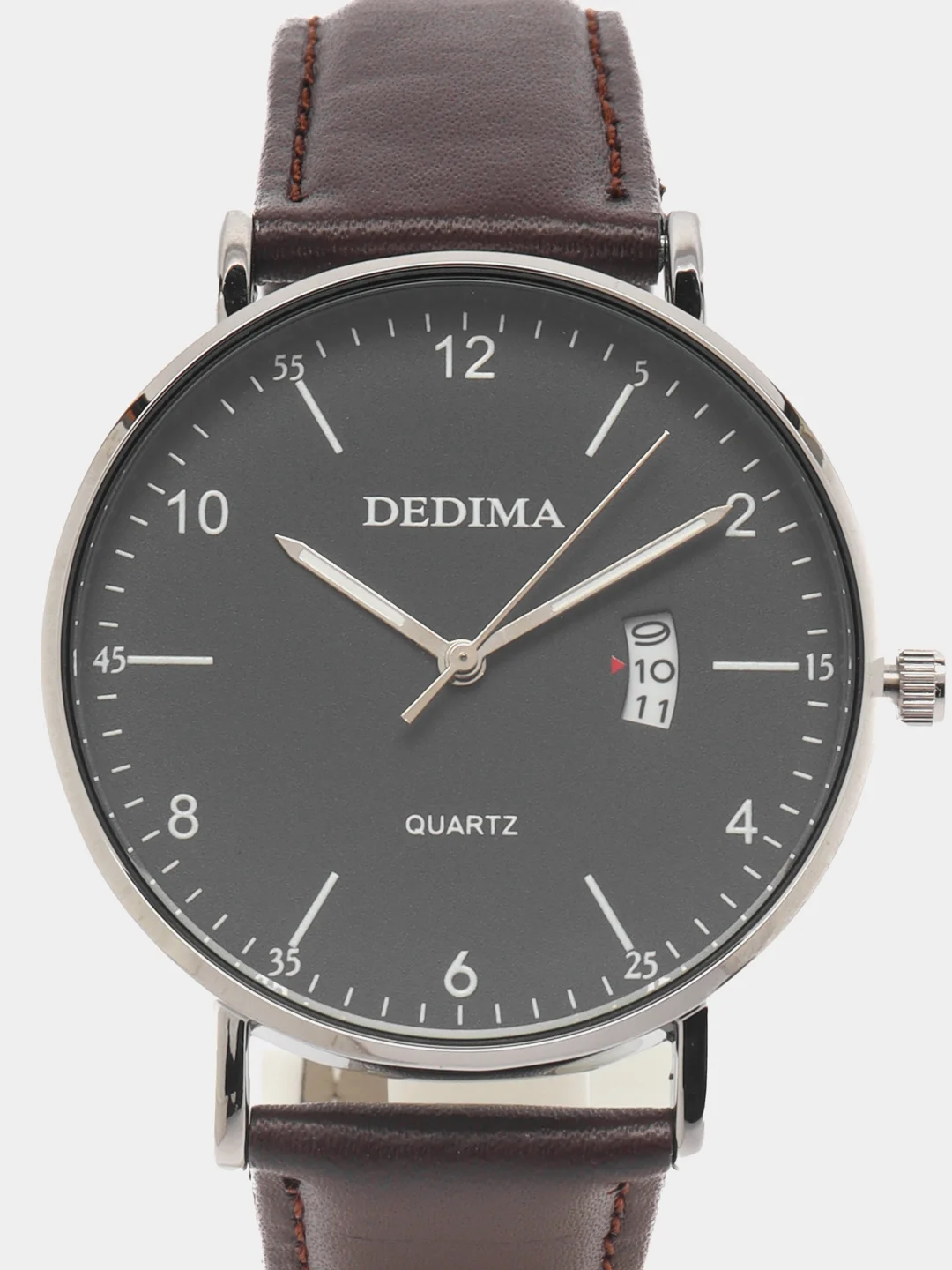 Серебряный мужские наручные часы Dedima D-185, с календарём, в подарочной упаковке