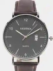 Серебряный мужские наручные часы Dedima D-185, с календарём, в подарочной упаковке