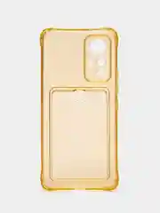 Золотой чехол для Xiaomi Redmi Mi 12 Lite, (Сяоми Редми Ми12 Лайт) прозрачный, с карманом для карт