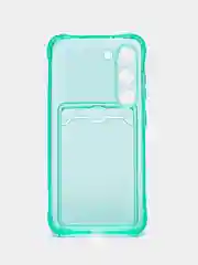 Бирюзовый чехол для Samsung Galaxy S23 (Самсунг Галакси С23), с карманом, прозрачный