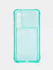 Бирюзовый чехол для Samsung Galaxy S23 (Самсунг Галакси С23), с карманом, прозрачный