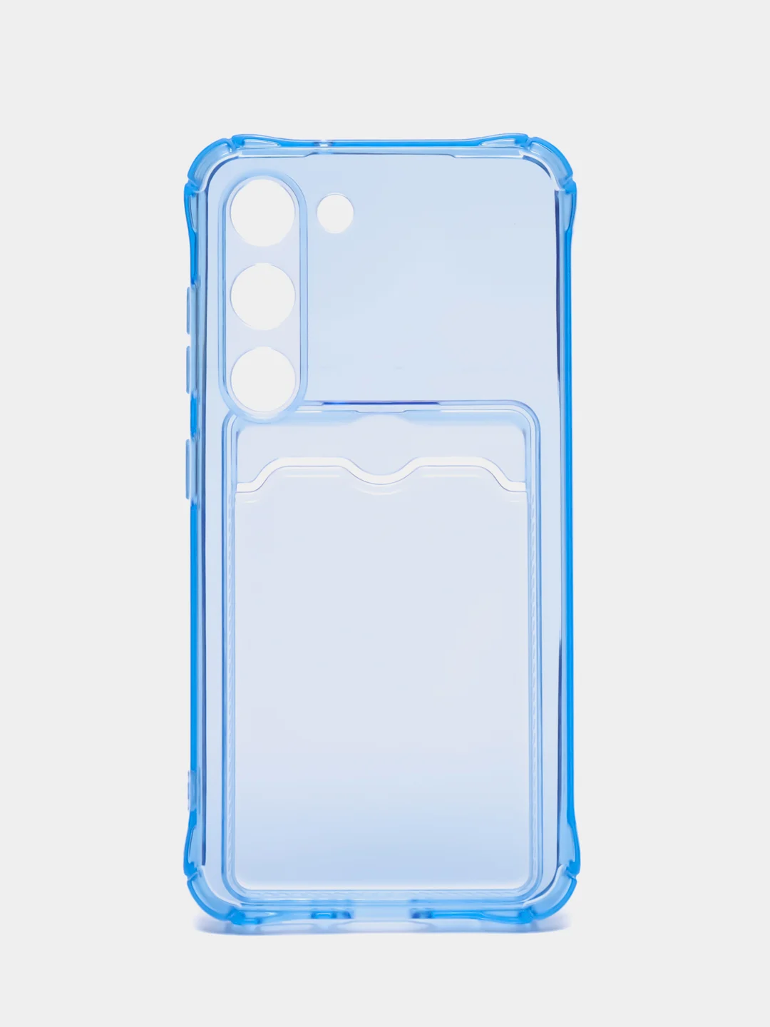 Синий чехол для Samsung Galaxy S23 (Самсунг Галакси С23), с карманом, прозрачный
