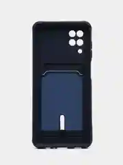 Темно-синий чехол Samsung Galaxy A12 / M12, Самсунг Галакси А12 / М12 силиконовый с карманом для карты