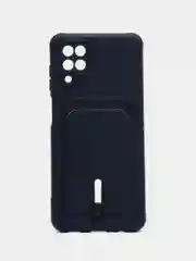Темно-синий чехол Samsung Galaxy A12 / M12, Самсунг Галакси А12 / М12 силиконовый с карманом для карты