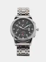 Серебряный мужские наручные часы KINGNUOS K-1756 с календарем в подарочной упаковке