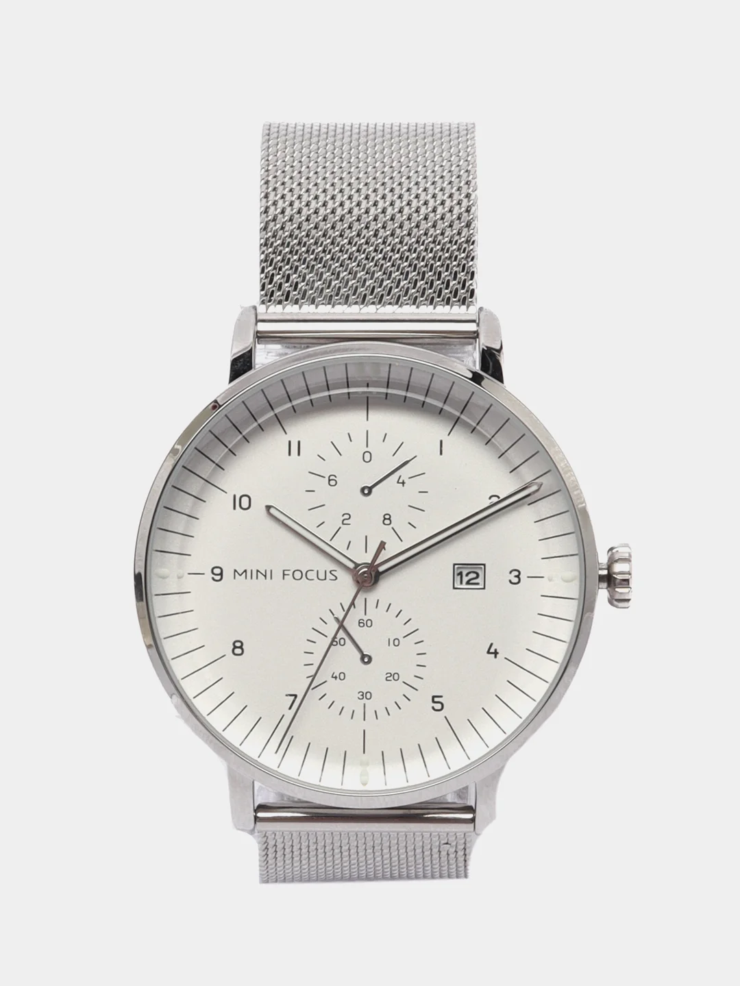 Серебряный мужские наручные часы Mini Focus MF0052G, с хронографом, в подарочной упаковке