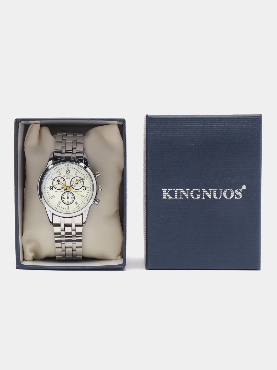 Серебряный мужские наручные часы KINGNUOS K-1857, в подарочной упаковке