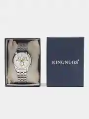 Серебряный мужские наручные часы KINGNUOS K-1857, в подарочной упаковке
