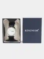 Серый металлик мужские наручные часы KINGNUOS K-1858 с календарем, в подарочной упаковке