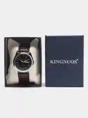 Черный мужские наручные часы KINGNUOS K-1858 с календарем, в подарочной упаковке