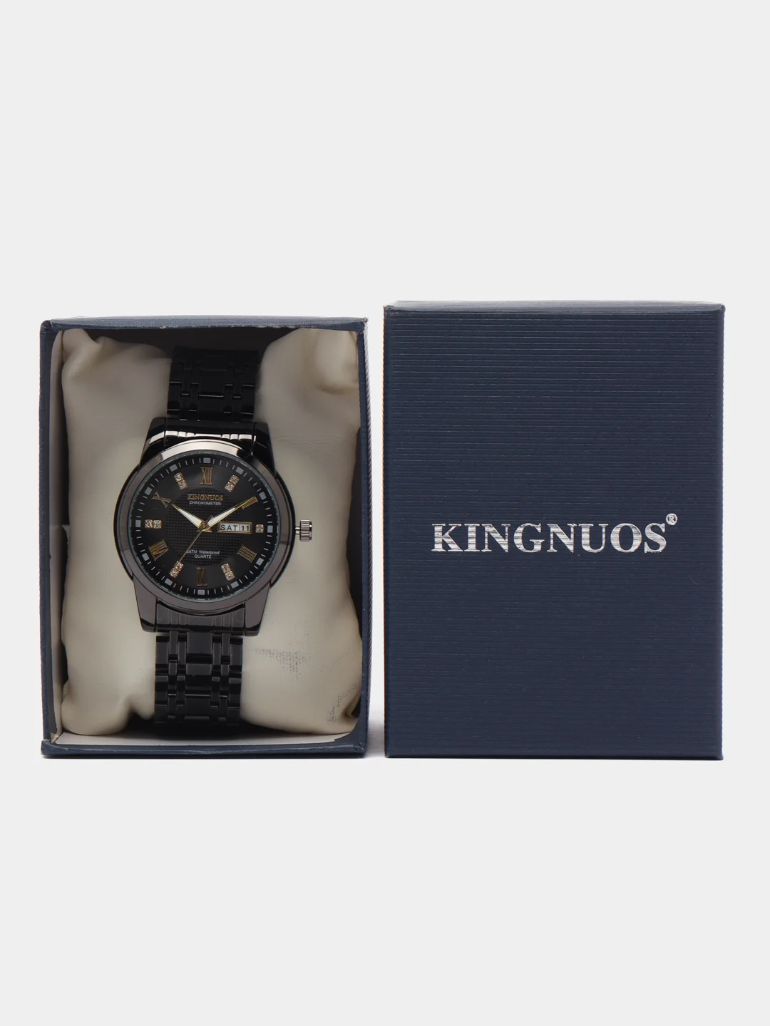 Хром мужские наручные часы KINGNUOS K-1683 с календарем в, подарочной упаковке
