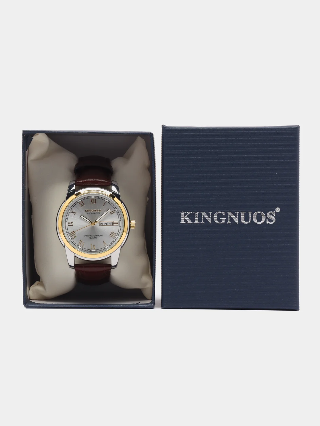 Серебряный мужские наручные часы KINGNUOS K-1758, в подарочной упаковке